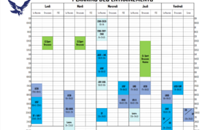 Planning des entrainements 