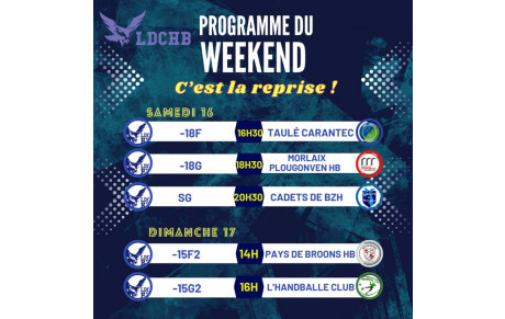 Planning du 16 &amp; 17 Septembre 2023