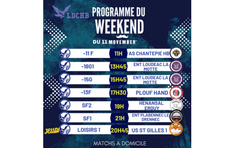 Planning du 11 &amp; 12 Novembre