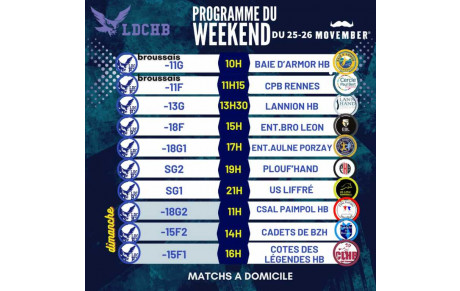 Planning du 25 &amp; 26 Novembre
