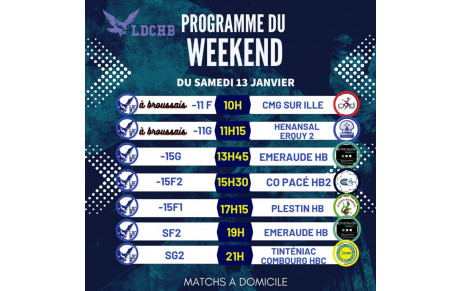 Planning du 13 Janvier