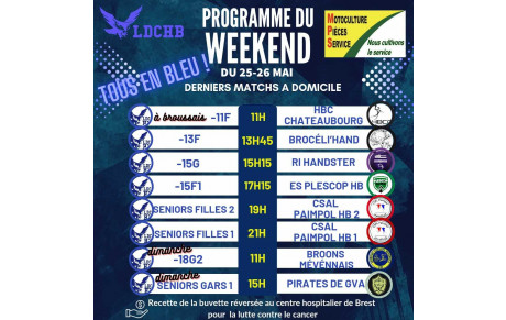 Planning du 25 &amp; 26 Mai 2024